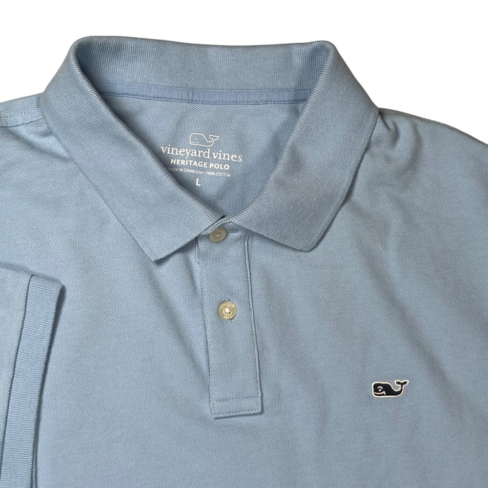 New Vineyard Vines Heritage Pique Polo Men L Jake Blue Whale Logo Preppy Casual